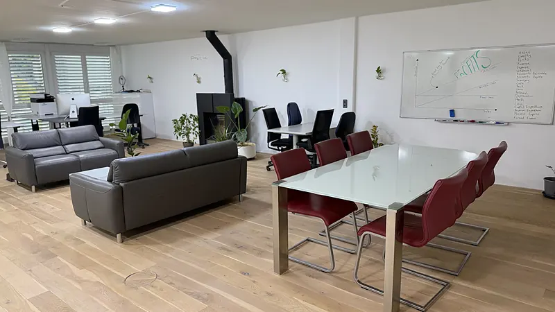 Meeting table with whiteboard in the Webzenz office